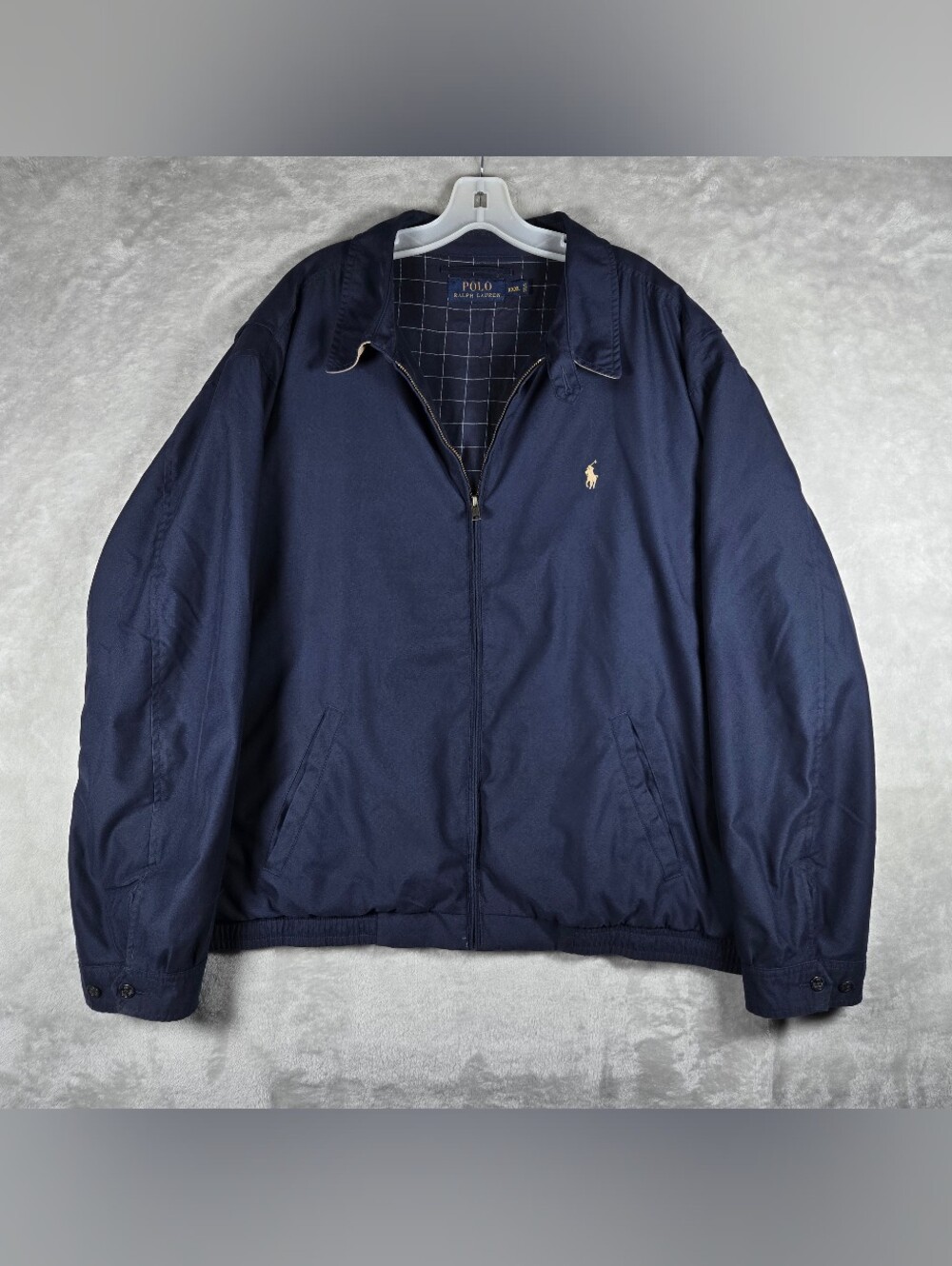 Polo Ralph Lauren Navy Blue Harrington Jacket Mens Size XXXL 3XL Full Zip Bomber